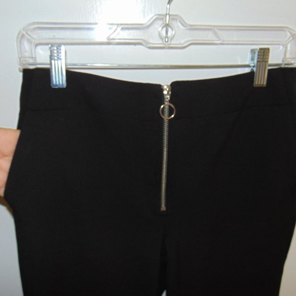Women's H&M Woven Black Metal Zipper 70's Retro Straight Leg Pants Slacks 8 - Picture 6 of 8